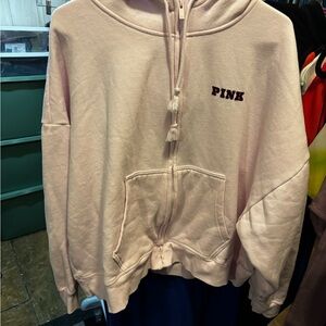 PINK Victoria's Secret Pale Pink Zip Hoodie with Logo